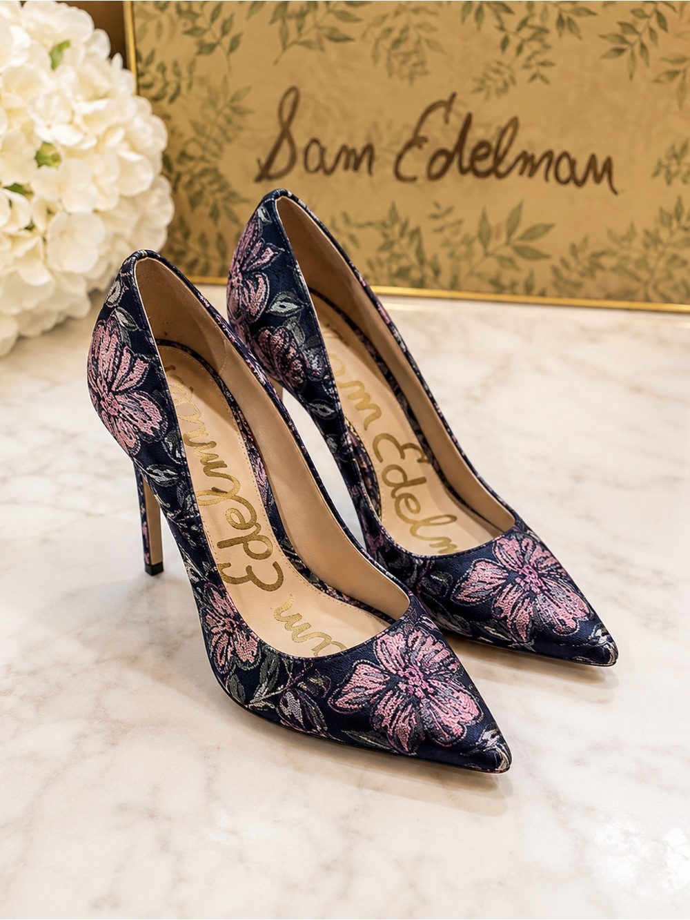 Sam Edelman Floral Jacquard Stiletto Heels –‎ Size 8.5M Hazel